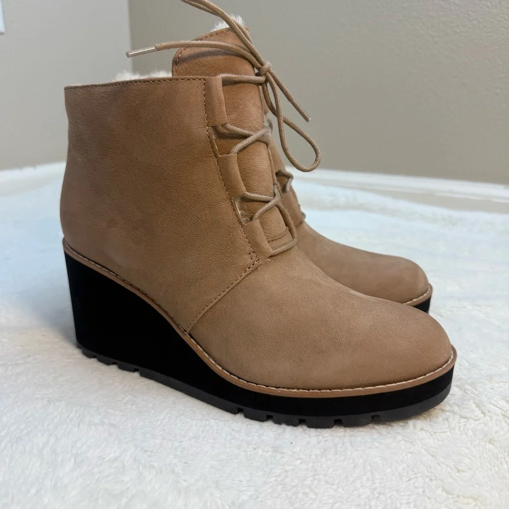 Eileen Fisher Wmn’s Alpine Genuine Shearling Wedge Bootie Ankle Boot-Sz 10M, NIB